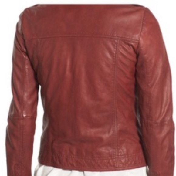 Hinge leather moto jacket in whiskey brown - Picture 3 of 6